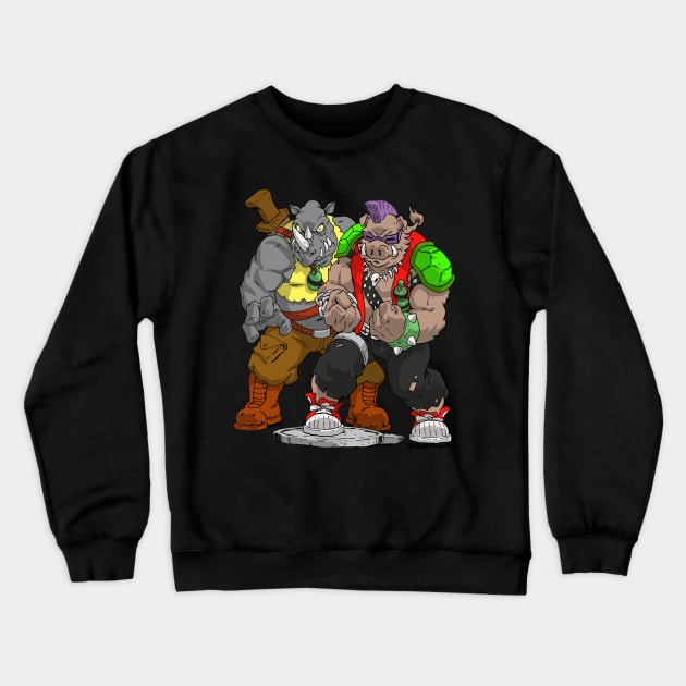 Rocksteady and Bebop TMNT Crewneck Sweatshirt by SketchbooksTees